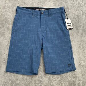 Billabong Shorts Mens 30 Blue Plaid Crossfire Submersibles Land Swim Casual 9”